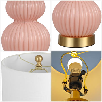 Daphne 20" Ribbed Metal/Glass LED Table Lamp